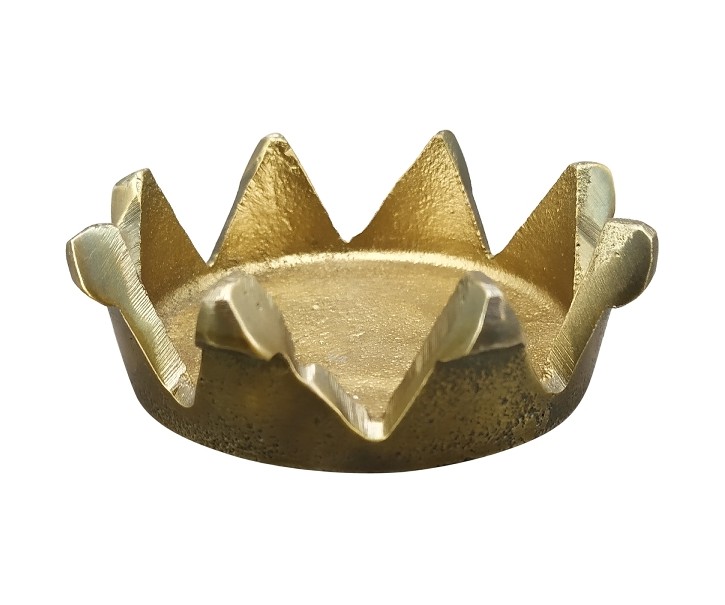 Mosazný antik kovový svícen ve tvaru koruny Crown - Ø 8,5*3cm Exner