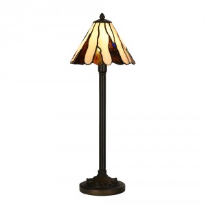 Béžovo-hnědá stolní lampa Tiffany Titto - Ø 20*60 cm E14/ 1*40W