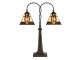 Béžovo-hnědá stolní lampa tiffany Bernadette I - 48*66 cm E27/max 2*40W Clayre & Eef