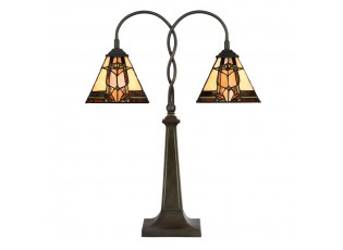 Béžovo-hnědá stolní lampa tiffany Bernadette I - 48*19*66 cm E27/ 2*40W