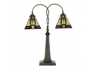 Béžovo-hnědá stolní lampa tiffany Bernadette I - 48*19*66 cm E27/ 2*40W