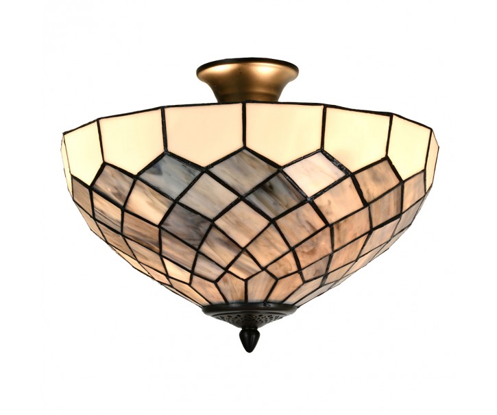 Bílo-šedá stropní lampa Tiffany Paulette - Ø 41*24 cm E14/ 2*40W Clayre & Eef