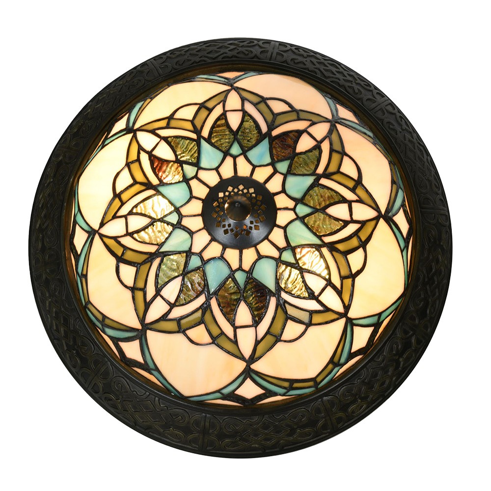 Béžovo-hnědá stropní lampa Tiffany Delafosse - Ø 37*19 cm E14/ 2*40W Clayre & Eef Béžovo-hnědá stropní lampa Tiffany Delafosse - Ø 37*19 cm E14/ 2*40W Clayre & Eef