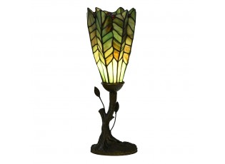 Zelená stolní lampa Tiffany ve tvaru květu - Ø 15*42 cm E14/max 1*25W