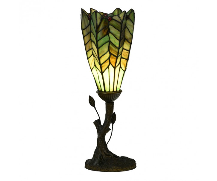 Zelená stolní lampa Tiffany ve tvaru květu - Ø 15*42 cm E14/max 1*25W Clayre & Eef