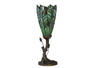 Zelená stolní lampa Tiffany ve tvaru květu - Ø 15*42 cm E14/max 1*25W