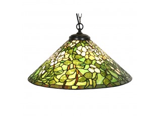 Závěsné zelené svítidlo Tiffany Tremblay - Ø 50x135 cm