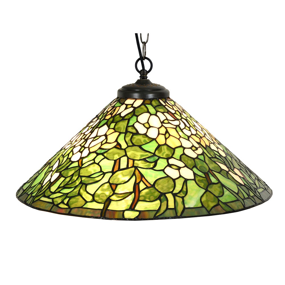 Závěsné zelené svítidlo Tiffany Tremblay - Ø 50x135 cm E27/max 1x60W
