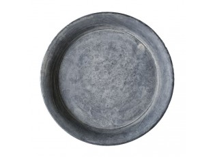 Zinkový antik plechový kulatý dekorační podnos / svícen Dorié - Ø 13*1,5 cm