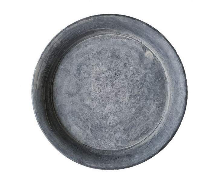 Zinkový antik plechový kulatý dekorační podnos / svícen Dorié - Ø 13*1,5 cm Sommerfield