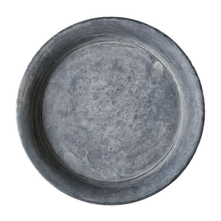 Zinkový antik plechový kulatý dekorační podnos / svícen Dorié - Ø 13*1,5 cm