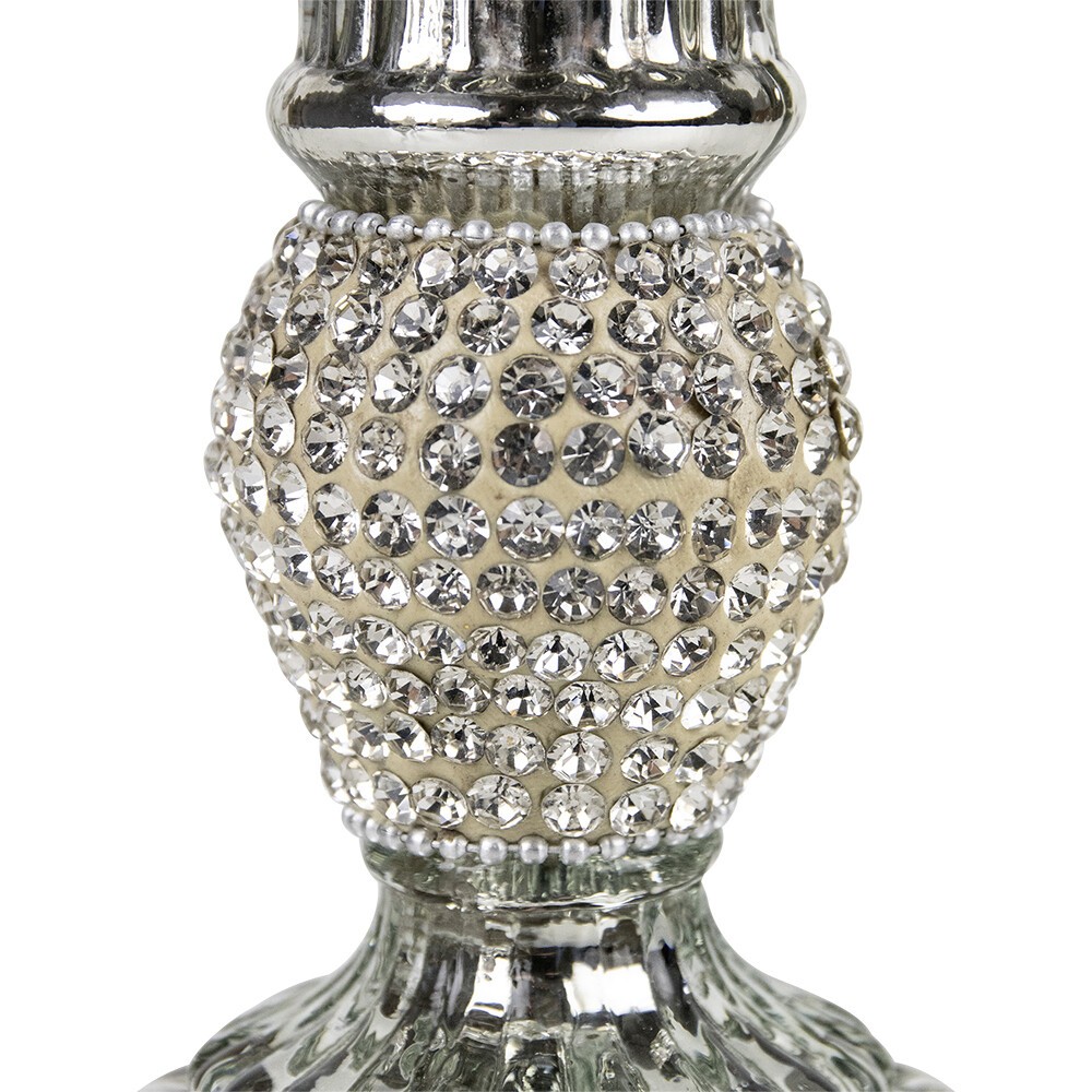 Stříbrný skleněný svícen s kamínky Rhinestone silver S - 10 cm Mars & More Stříbrný skleněný svícen s kamínky Rhinestone silver S - 10 cm Mars & More