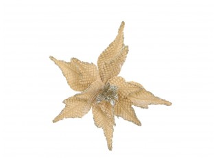Jantarová vánoční ozdoba květina hvězda Poinsettia na klipu - 25*6 cm