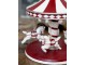 Červeno-bílá vánoční dekorace kolotoč s koníky Vintage Carousel - Ø 14*17 cm Chic Antique