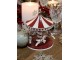 Červeno-bílá vánoční dekorace kolotoč s koníky Vintage Carousel - Ø 14*17 cm Chic Antique