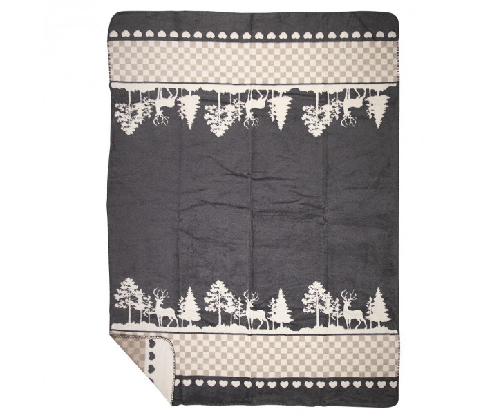Šedý oboustranný pléd s jeleny v lese Forest XL - 150*200 cm Mars & More 