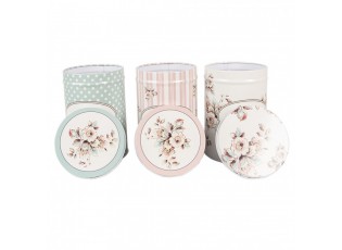 3ks plechová dóza s víkem a květy Tea Sugar Coffee - Ø 8*12 cm