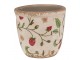 Béžový keramický obal na květináč s jahůdkami Wild Strawberries XS - Ø 11*10 cm Clayre & Eef