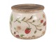 Béžový keramický obal na květináč s jahůdkami Wild Strawberries S - Ø 12*10 cm Clayre & Eef