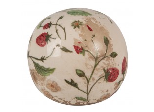 Béžová antik dekorace koule s jahůdkami Wild Strawberries - Ø 10*10 cm