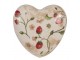 Béžová antik dekorace srdce s jahůdkami Wild Strawberries - 11*11*4 cm Clayre & Eef