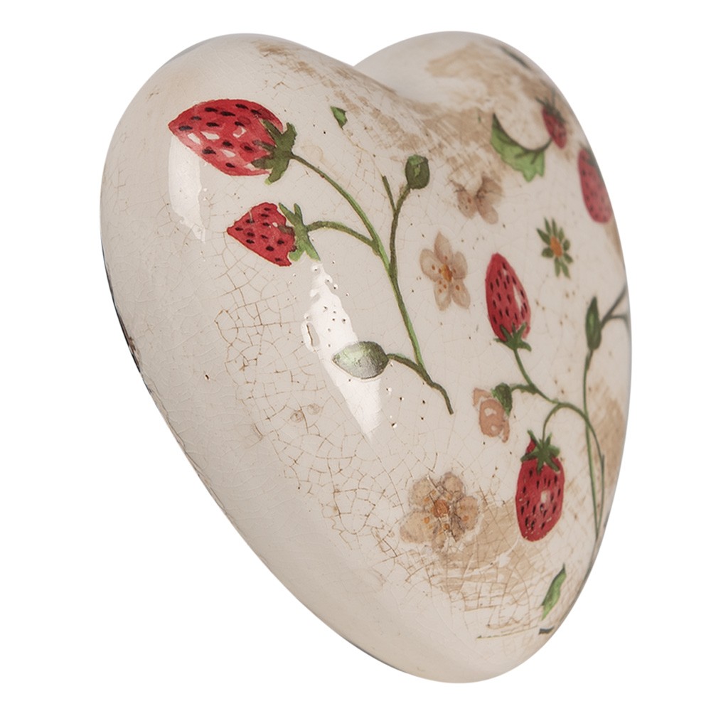 Béžová antik dekorace srdce s jahůdkami Wild Strawberries - 11*11*4 cm Clayre & Eef Béžová antik dekorace srdce s jahůdkami Wild Strawberries - 11*11*4 cm Clayre & Eef