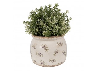 Béžový antik obal na květináč s olivami Olive Fields M - Ø 16*13 cm