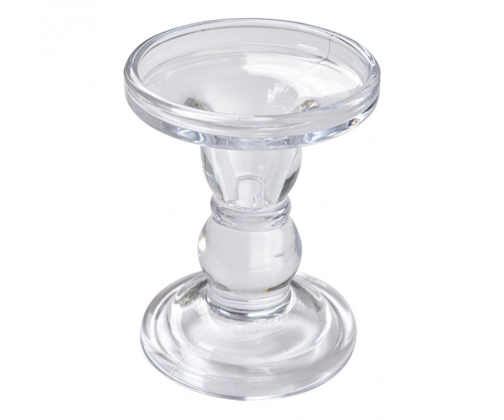 Skleněný transparentní svícen na úzkou i širokou svíčku - Ø 8*11 cm Clayre & Eef