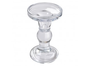 Skleněný transparentní svícen na úzkou i širokou svíčku - Ø 8*14 cm