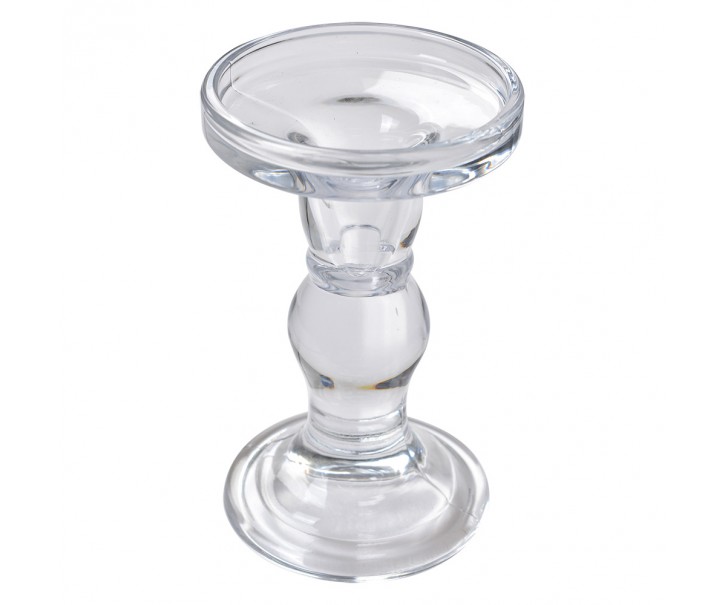 Skleněný transparentní svícen na úzkou i širokou svíčku - Ø 8*14 cm Clayre & Eef