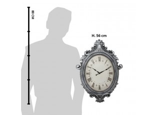 Stříbrné antik nástěnné hodiny Evellin - 56*6*76 cm / 1*AA