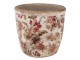 Béžový keramický obal na květináč s květy Flovia XS - Ø 11*11 cm Clayre & Eef
