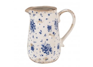 Béžový keramický džbán s modrými růžemi Blue Rose - 16*12*18 cm