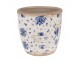 Béžový keramický obal na květináč s modrými růžemi Blue Rose - Ø 16*16 cm Clayre & Eef