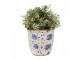 Béžový keramický obal na květináč s modrými růžemi Blue Rose M - Ø 14*13 cm Clayre & Eef