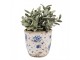 Béžový keramický obal na květináč s modrými růžemi Blue Rose S - Ø 13*12 cm Clayre & Eef