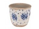 Béžový keramický obal na květináč s modrými růžemi Blue Rose XS - Ø 11*10 cm Clayre & Eef
