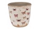 Béžový antik obal na květináč s motýlky Butterfly Paradise M - Ø 15*14 cm Clayre & Eef