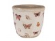 Béžový antik obal na květináč s motýlky Butterfly Paradise XS - Ø 11*10 cm Clayre & Eef
