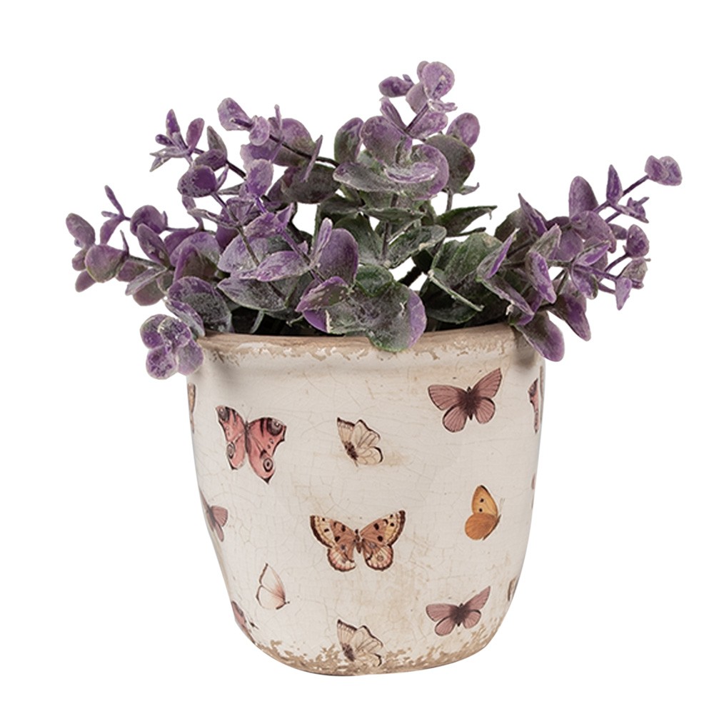 Béžový antik obal na květináč s motýlky Butterfly Paradise XS - Ø 11*10 cm Clayre & Eef Béžový antik obal na květináč s motýlky Butterfly Paradise XS - Ø 11*10 cm Clayre & Eef