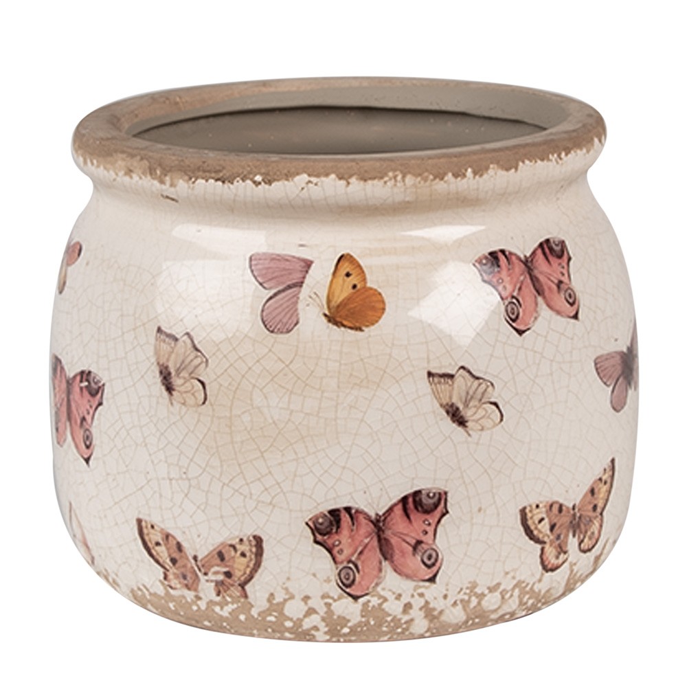 Béžový antik obal na květináč s motýlky Butterfly Paradise S - Ø 12*10 cm Clayre & Eef Béžový antik obal na květináč s motýlky Butterfly Paradise S - Ø 12*10 cm Clayre & Eef