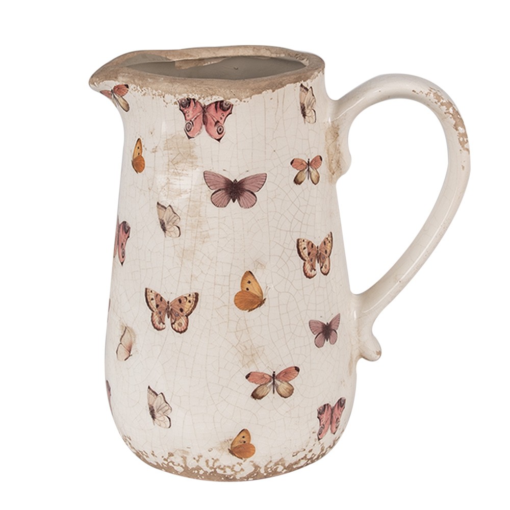 Béžový keramický džbán s motýlky Butterfly Paradise M - 16*12*18 cm Clayre & Eef Béžový keramický džbán s motýlky Butterfly Paradise M - 16*12*18 cm Clayre & Eef