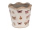 Béžový antik obal na květináč s motýlky Butterfly Paradise S - Ø 13*12 cm Clayre & Eef