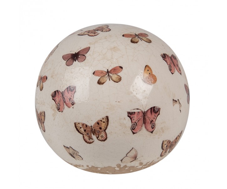 Béžová antik dekorace koule s motýlky Butterfly Paradise L - Ø 12*12 cm Clayre & Eef
