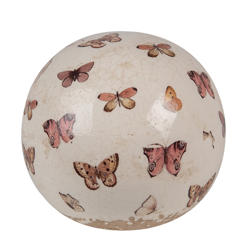 Béžová antik dekorace koule s motýlky Butterfly Paradise L - Ø 12*12 cm Clayre & Eef Béžová antik dekorace koule s motýlky Butterfly Paradise L - Ø 12*12 cm Clayre & Eef