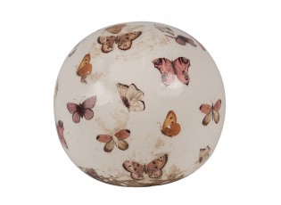 Béžová antik dekorace koule s motýlky Butterfly Paradise M - Ø 10*10 cm