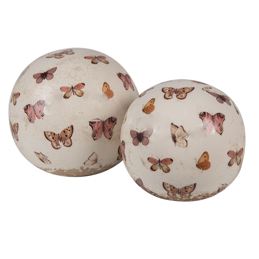 Béžová antik dekorace koule s motýlky Butterfly Paradise M - Ø 10*10 cm Clayre & Eef Béžová antik dekorace koule s motýlky Butterfly Paradise M - Ø 10*10 cm Clayre & Eef