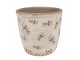 Béžový antik obal na květináč s olivami Olive Fields M - Ø 14*13 cm Clayre & Eef