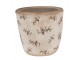 Béžový antik obal na květináč s olivami Olive Fields S - Ø 13*12 cm Clayre & Eef