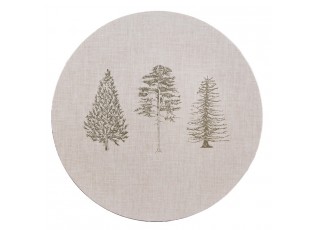 Béžový servírovací talíř se stromky Natural Pine Trees - Ø 33*1 cm